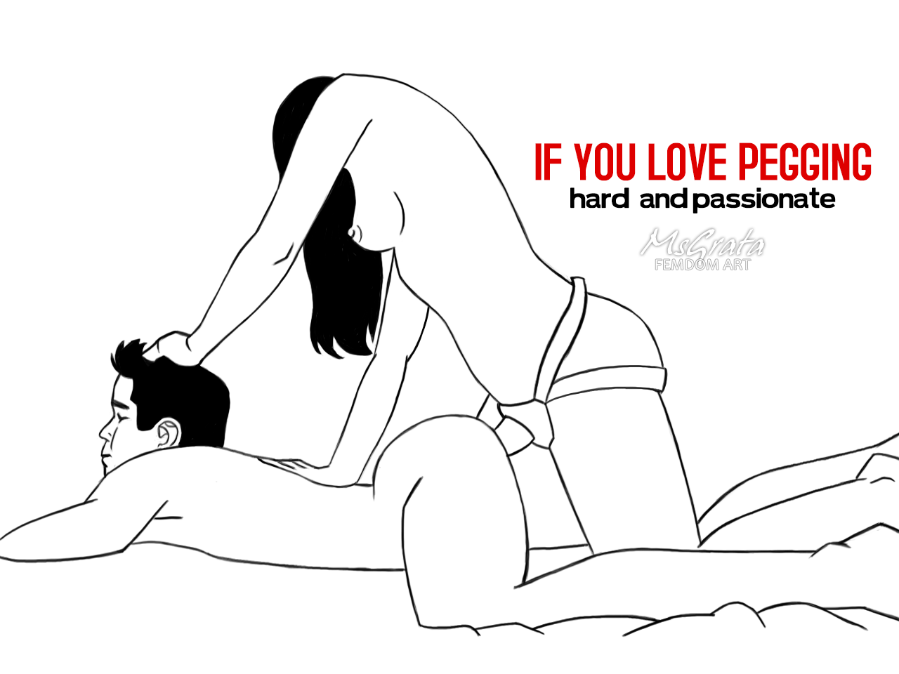 Love For Hard and Passionate Pegging strap-on femdom art animation by MsGrata